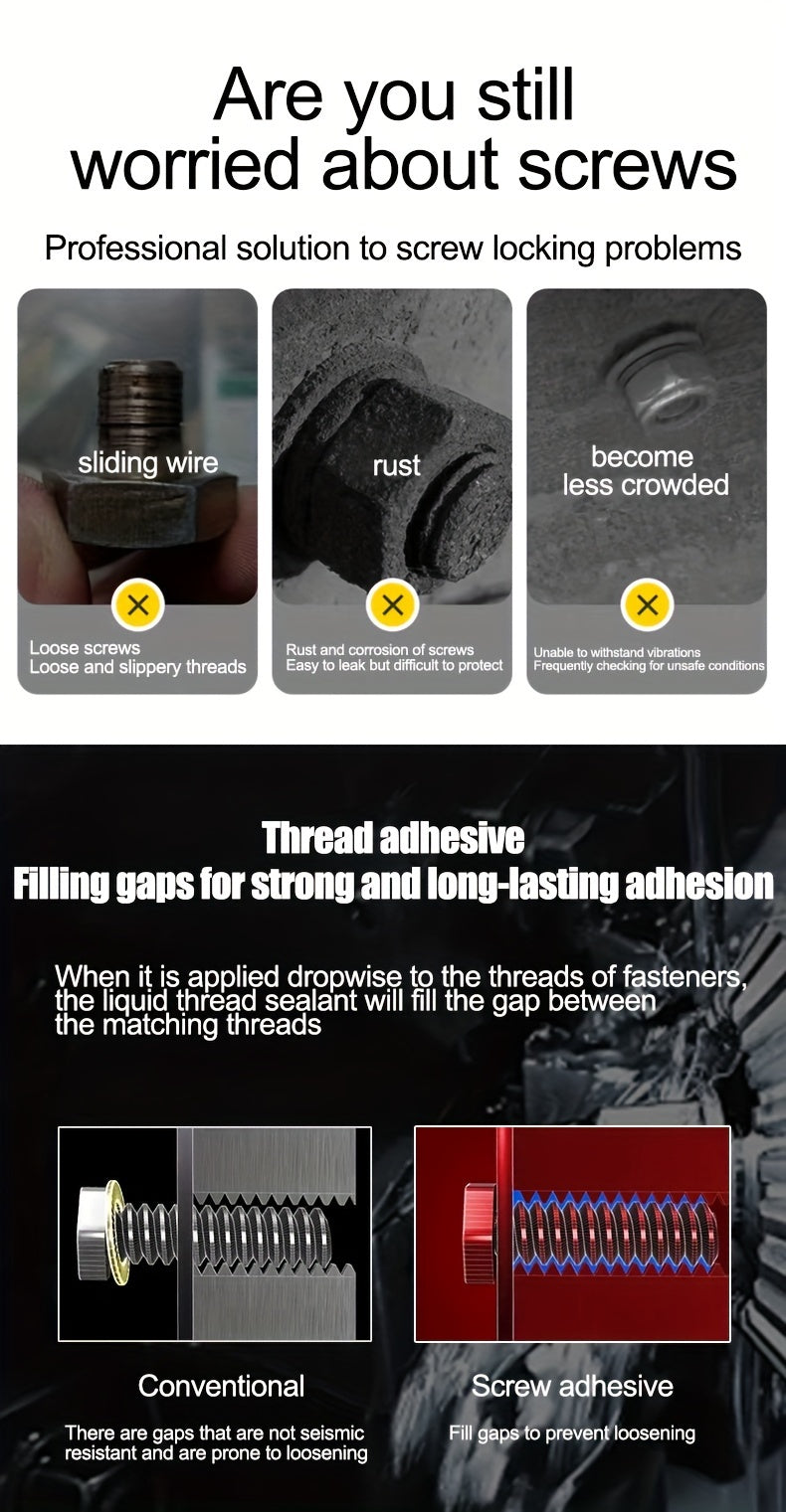 1/3pcs Multifunctional Vitamin Adhesive 222/243 Medium High Strength Screw Glue Medium High Strength Automotive Special Screw Glue Anti-slip Fastening Anaerobic Glue Removable And More