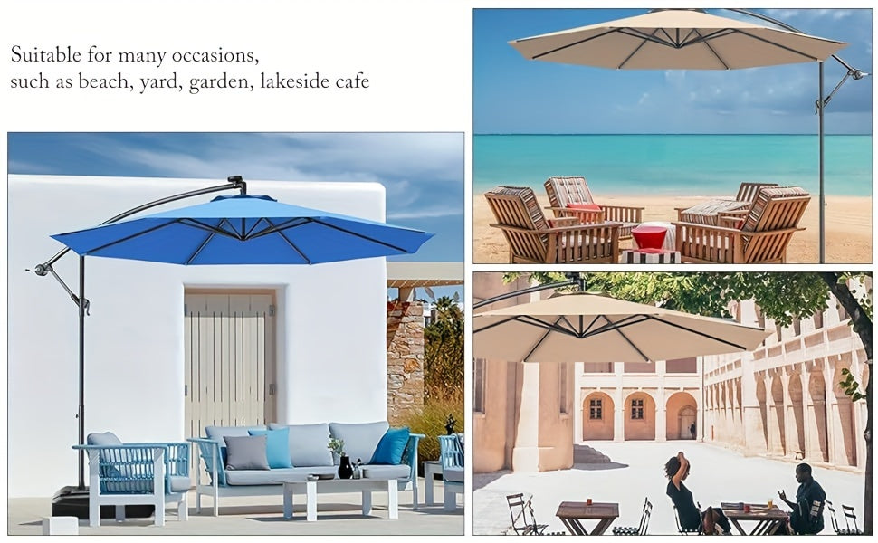 1pc 10ft Classic Burgundy Hanging Umbrella - Water-Resistant, UV Protection, Offset Patio Sun Shade with Sturdy Cross Base - Perfect for Outdoor Market, Garden, or Backyard Events