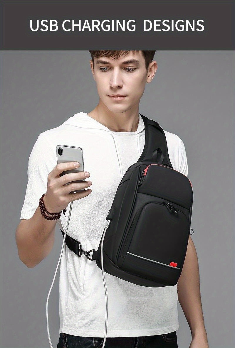 ReSilvery New Men's Chest Bag Business Single Shoulder Bag Large Capacity Crossbody Bag Breathable Casual Sports Bag