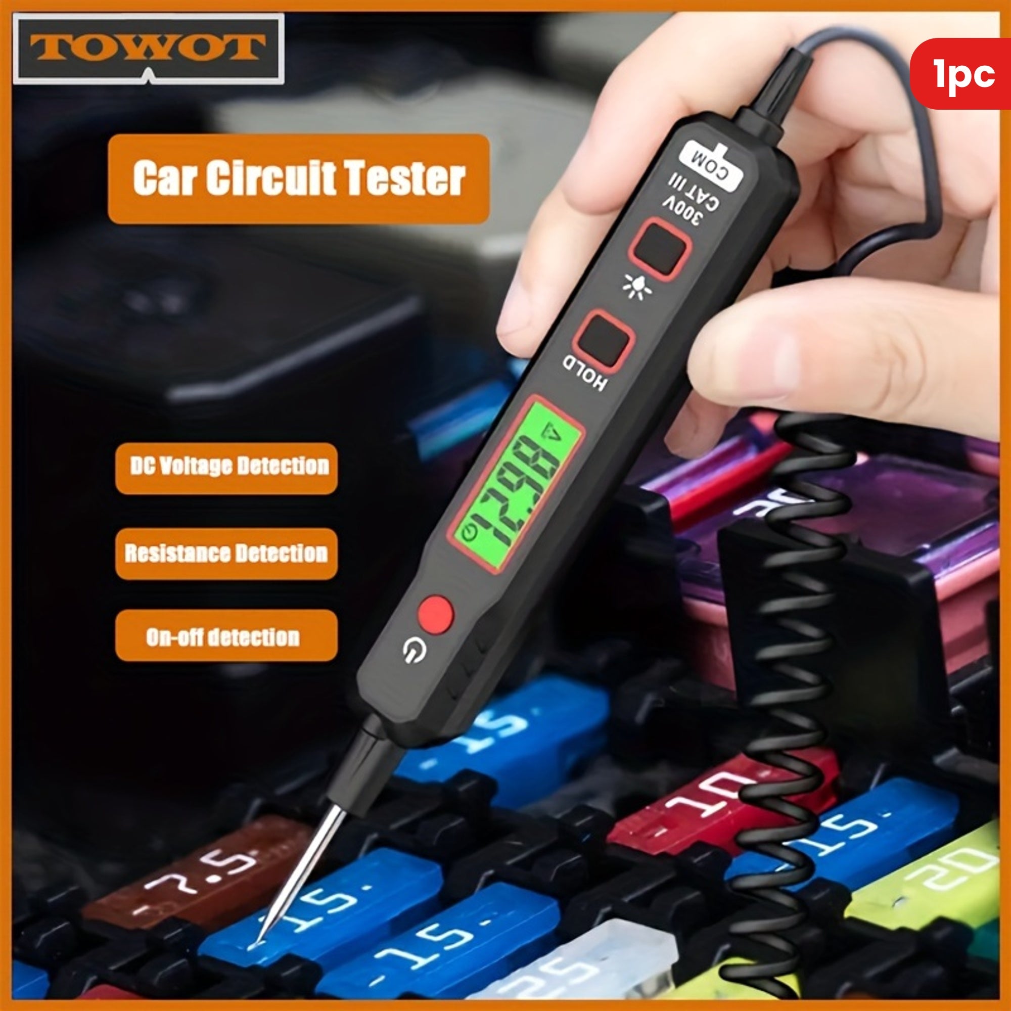 1pc Automotive Circuit Tester Automotive Troubleshooting And Maintenance Circuit Tester Digital Backlight Display For Automotive Circuit Voltage Tester