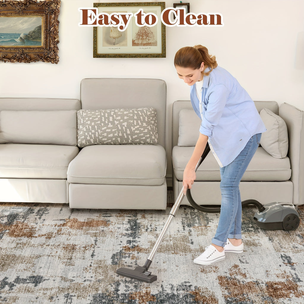 Area Rug Living Room Rugs: Abstract Soft Fluffy Pile Large Carpet With Low Shaggy For Bedroom Dining Room Home Office Indoor Decor Under Kitchen Table Washable - Ivory/Brown