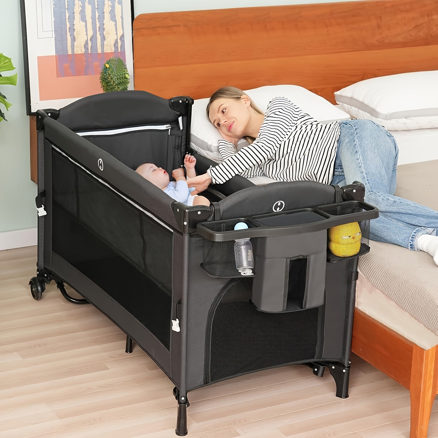 5 in 1 Baby Bassinet Beside Sleeper, Pack and Play Bassinet, Beside Sleeper