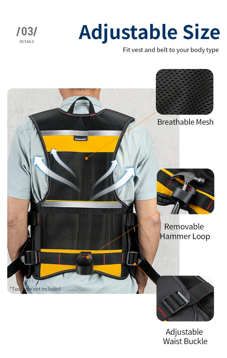 High-Visibility Reflective Work Vest - Durable with Tool Pockets for Electricians - Ensures Ultimate Construction Safety