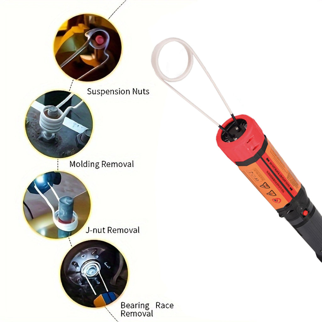 1100W Handheld Magnetic Induction Heater Kit with 8 Coils, Flameless Heat Tool for Automotive Applications, 110-130V Power Supply, US Plug - No Fuel Required