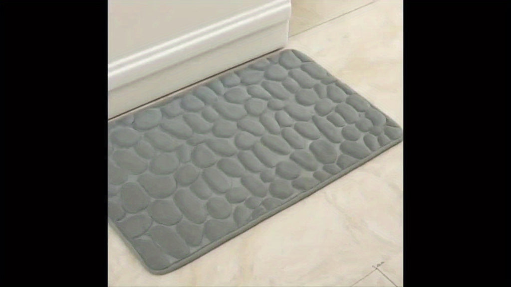 3pcs Memory Foam Bathroom Mat Set - Non-Slip, Soft & Comfortable Shower Rugs with Stone Embossed Design - Includes U-Shape Toilet Mat & Bath Rug - Machine Washable Polyester Fiber - Perfect for Home Decor