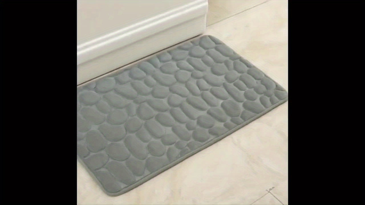 3pcs Memory Foam Bathroom Mat Set - Non-Slip, Soft & Comfortable Shower Rugs with Stone Embossed Design - Includes U-Shape Toilet Mat & Bath Rug - Machine Washable Polyester Fiber - Perfect for Home Decor