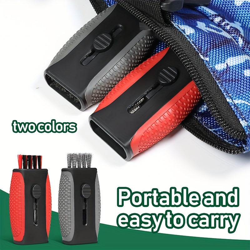Retractable Pocket Golf Club Cleaning Brush Tool - Wire Brush Club Groove Double Side Cleaner, Golf Accessories