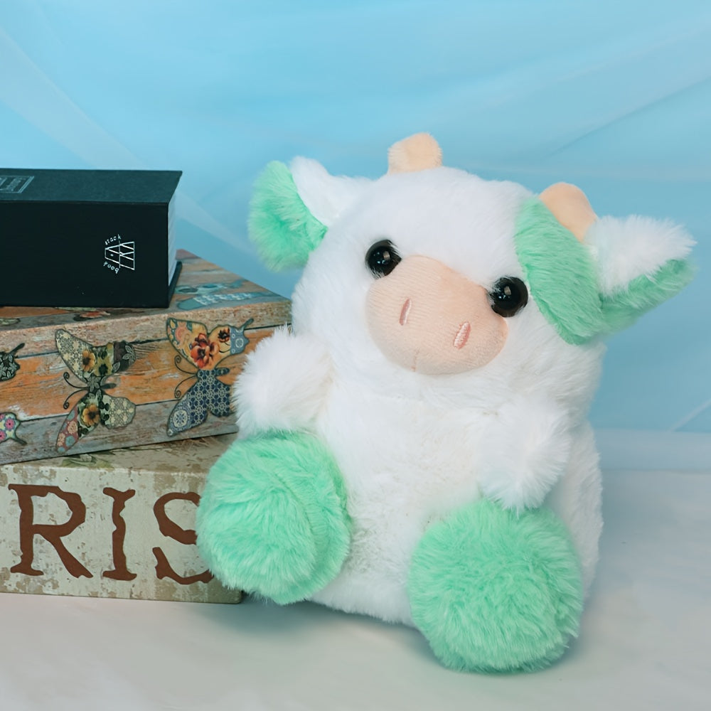 1pc, Assorted Plush Cow Toys, Cute Soft Polyester Stuffed Animal, Home Decor, Kids Birthday/Festive Gift, 7.8 Inches, Pink/Purple/Black/White Set