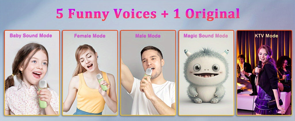 2 Wireless Microphone PRUNUS C20 Mini Karaoke Machine For Kids, Portable Wireless Speaker Retro Speaker Set With Enhanced Bass Stereo Sound For Home Party Birthday Toys For Girls Boys Gifts