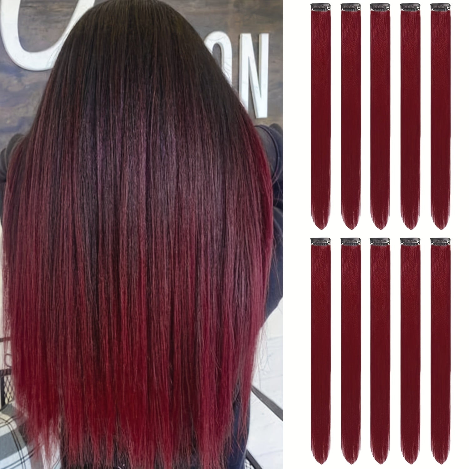 10 Pack HUAQIN Clip-In Hair Extensions for - 18 Inch