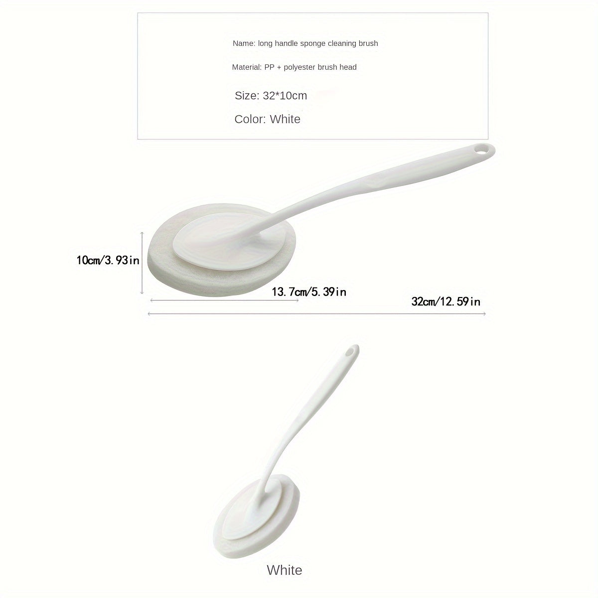 1pc Bathroom Long Handle Sponge Brush, Wall Cleaning Brush, Bathtub Sponge Brush, Floor Tile Brush, Sponge Scrubbing Pad, Dishwashing Sink Brush, Suitable For Cleaning Bathroom Toilet Sink