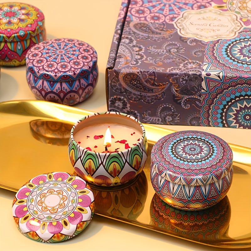 A Gift Box Contains 4 Different Scented Candles, Decorated with Dried Flowers, Suitable for Mothers, Girlfriends And Friends, Perfect for Birthdays, Mother's Day, Christmas, Suitable for Relaxation, Yoga, Bathing, Sleepi