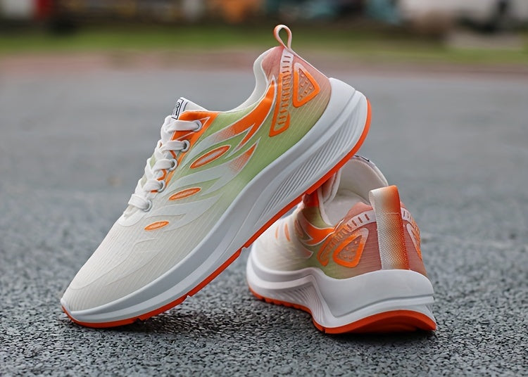 Men'S Fashion Sneakers - Breathable Mesh Upper, Non-Slip Rubber Sole, EVA Insole, Round Toe, Lace-Up Closure, Striped Pattern, Casual Sports Shoes for Spring, Summer, Fall