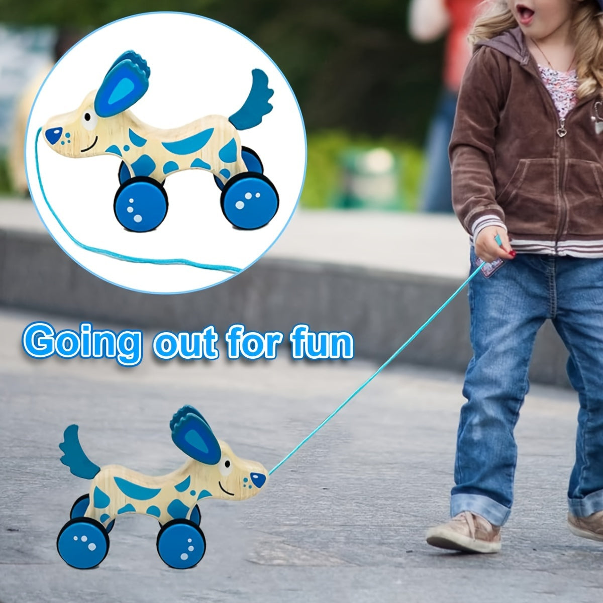 Wooden Pull Along Dog Toy - STEM Push and Pull Toys for Toddlers - Educational Wooden Toy for Early Development, Handcrafted, Non-Toxic, and Durable for Little Ones to Learn and Play