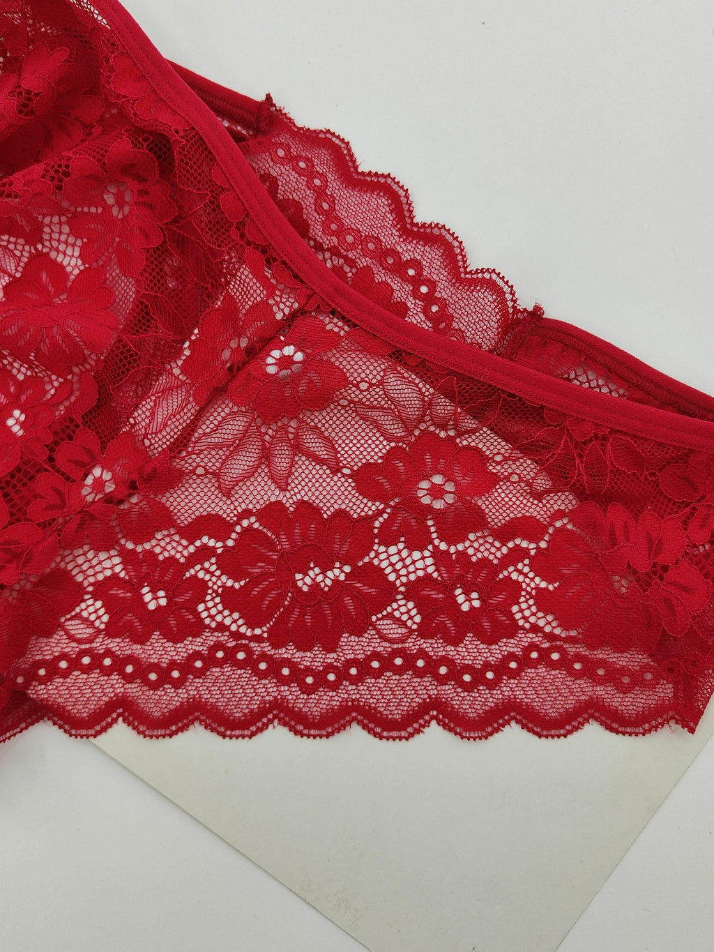 4 Pcs Women's Elegant Sheer Jacquard Lace Bikini Panties, Mid Stretch Low Waist Panties, Women's Lingerie & Underwear