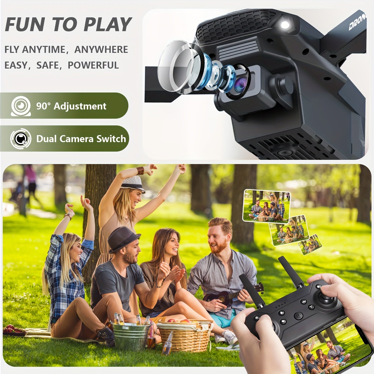 E88 Drone With Dual Batteries Equipped With Dual Cameras, Mobile Application Control, Indoor Flying Toys, Halloween/Christmas/New Year Gifts