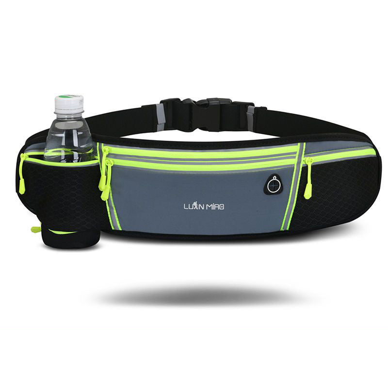 Luan Miao Sports Waist Pack - Black & White, Waterproof Polyester, Adjustable Strap