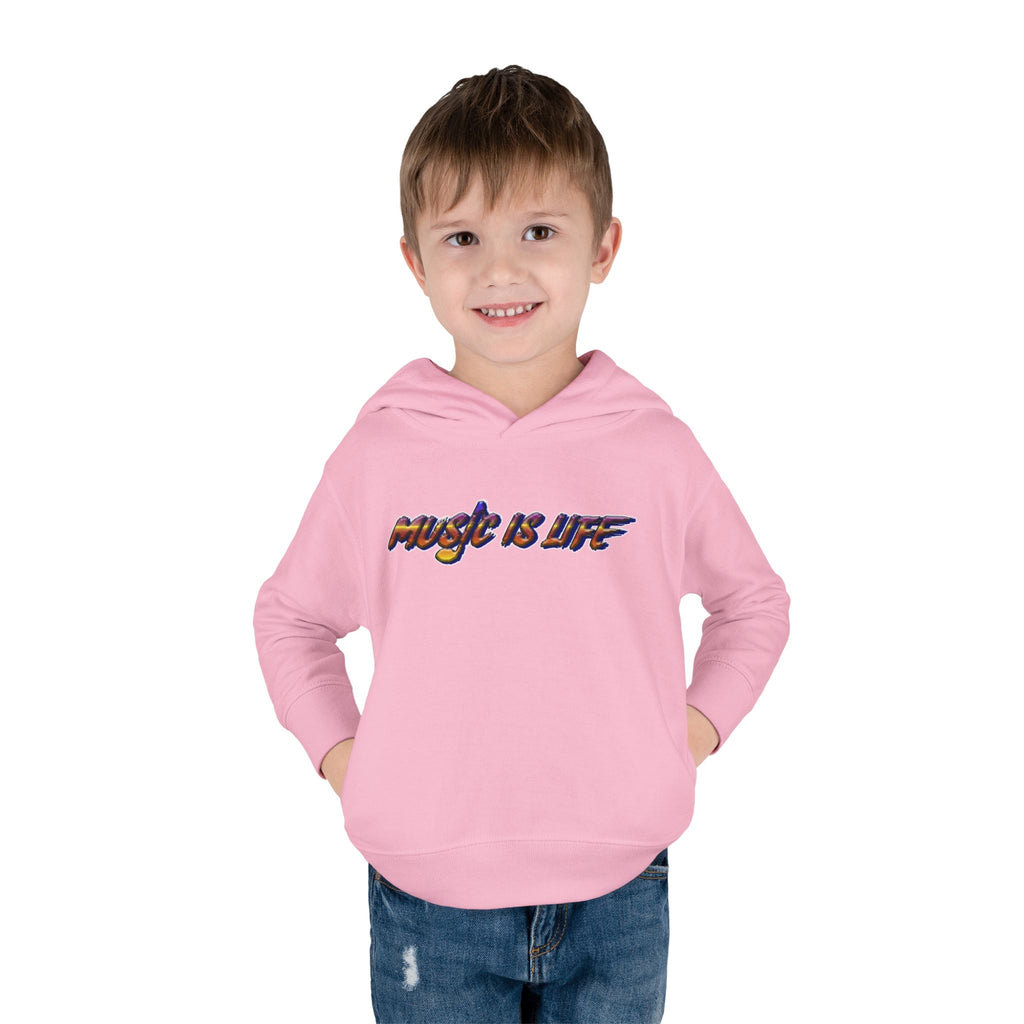 Toddler Hoodie "Music Is Life" — Colorful Brushstroke Kids Pullover