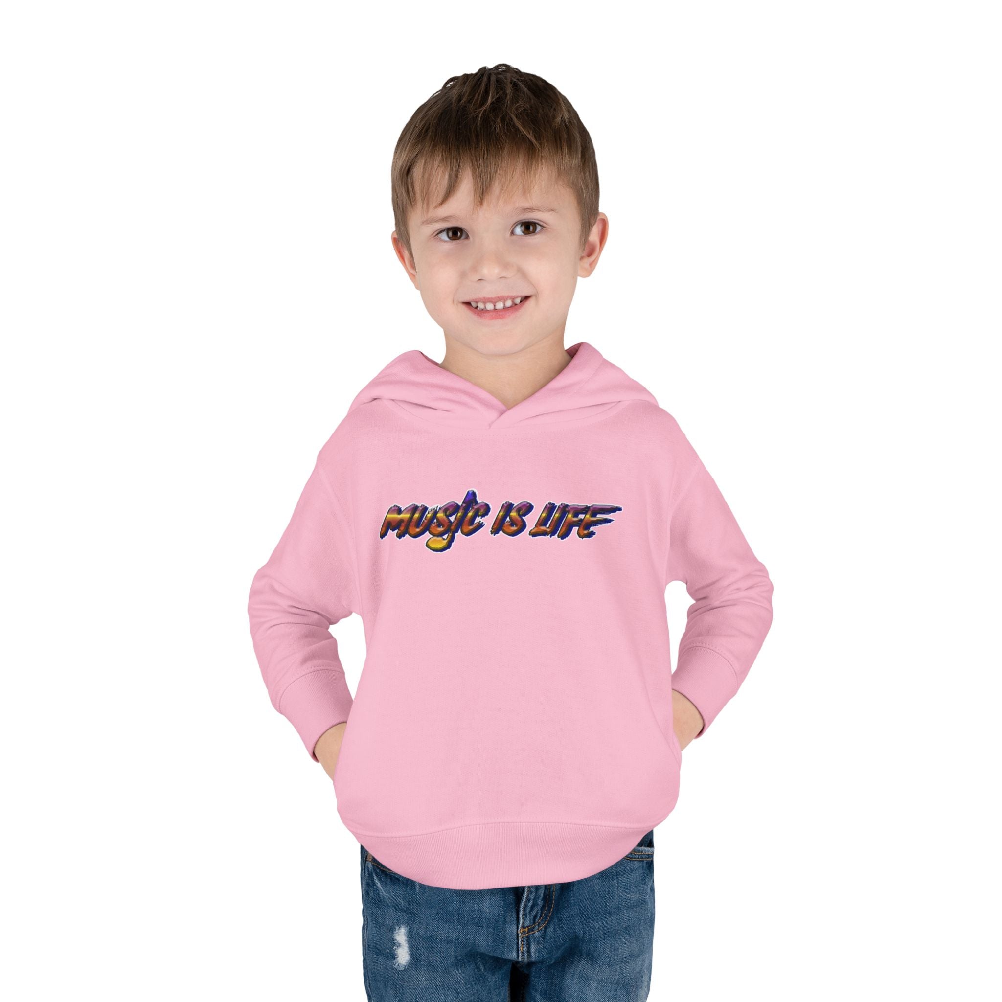 Toddler Hoodie "Music Is Life" — Colorful Brushstroke Kids Pullover
