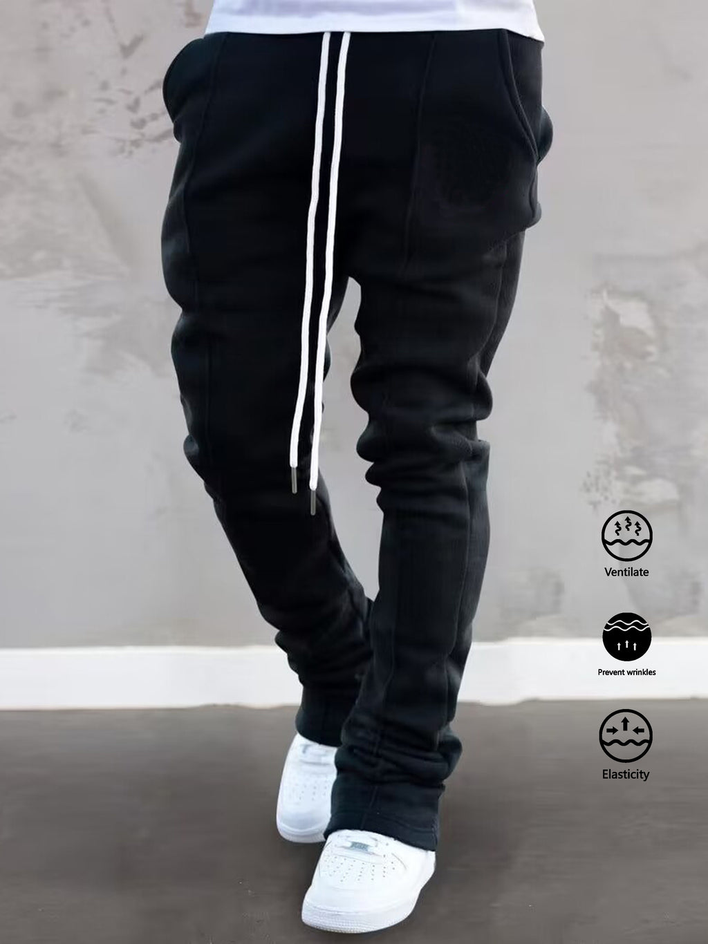 The Hottest Anti-Wrinkle Micro-Elastic Comfortable And Breathable Men'S Casual Trousers Front Mid-Flare Men'S Trousers Jogging Sports Trousers Trendy Trousers Rock Hip-Hop Trousers