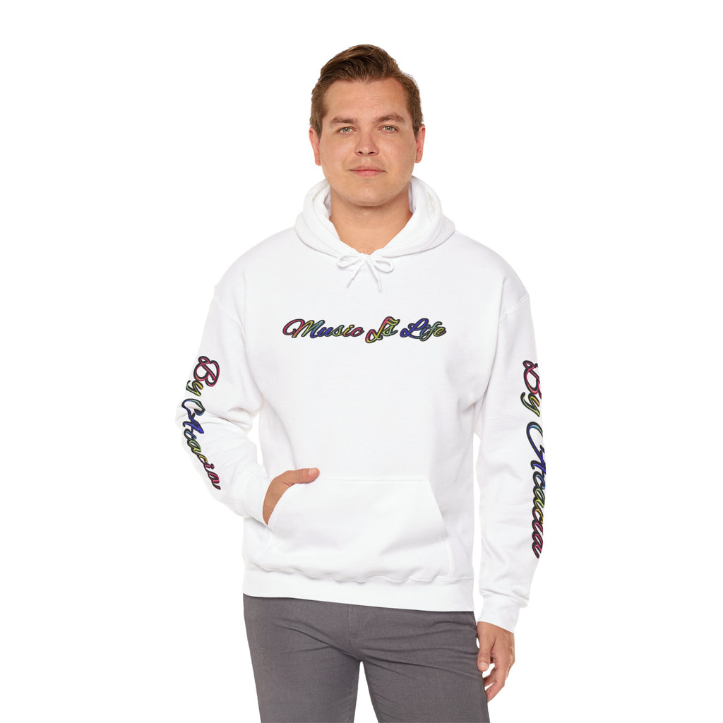 Music Is Life Hoodie — Colorful Watercolor Note Graphic Pullover