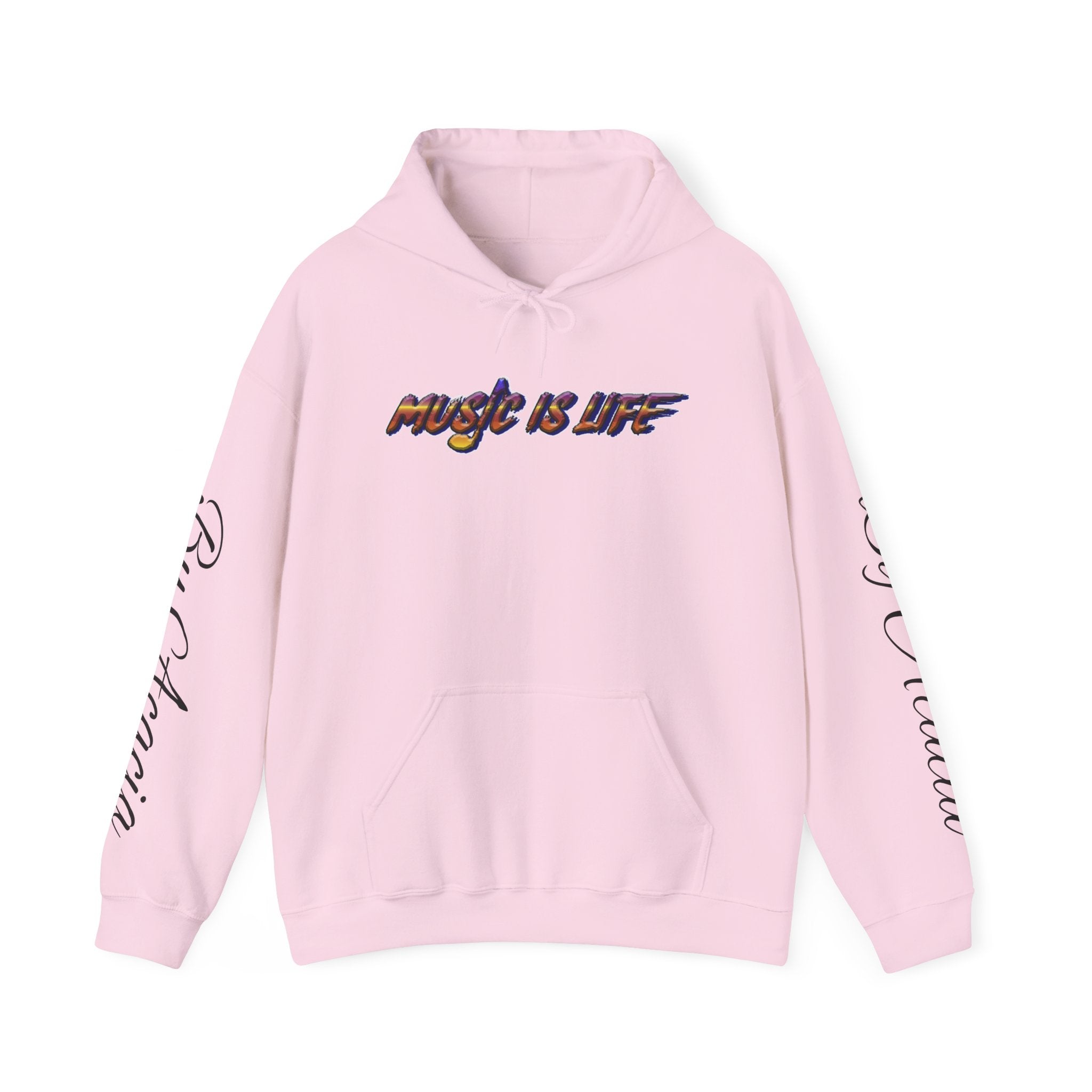 Music Is Life Hoodie — Colorful Watercolor Note Graphic Pullover