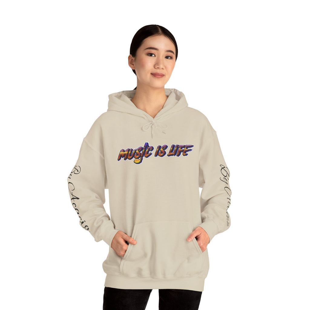 Music Is Life Hoodie — Colorful Watercolor Note Graphic Pullover
