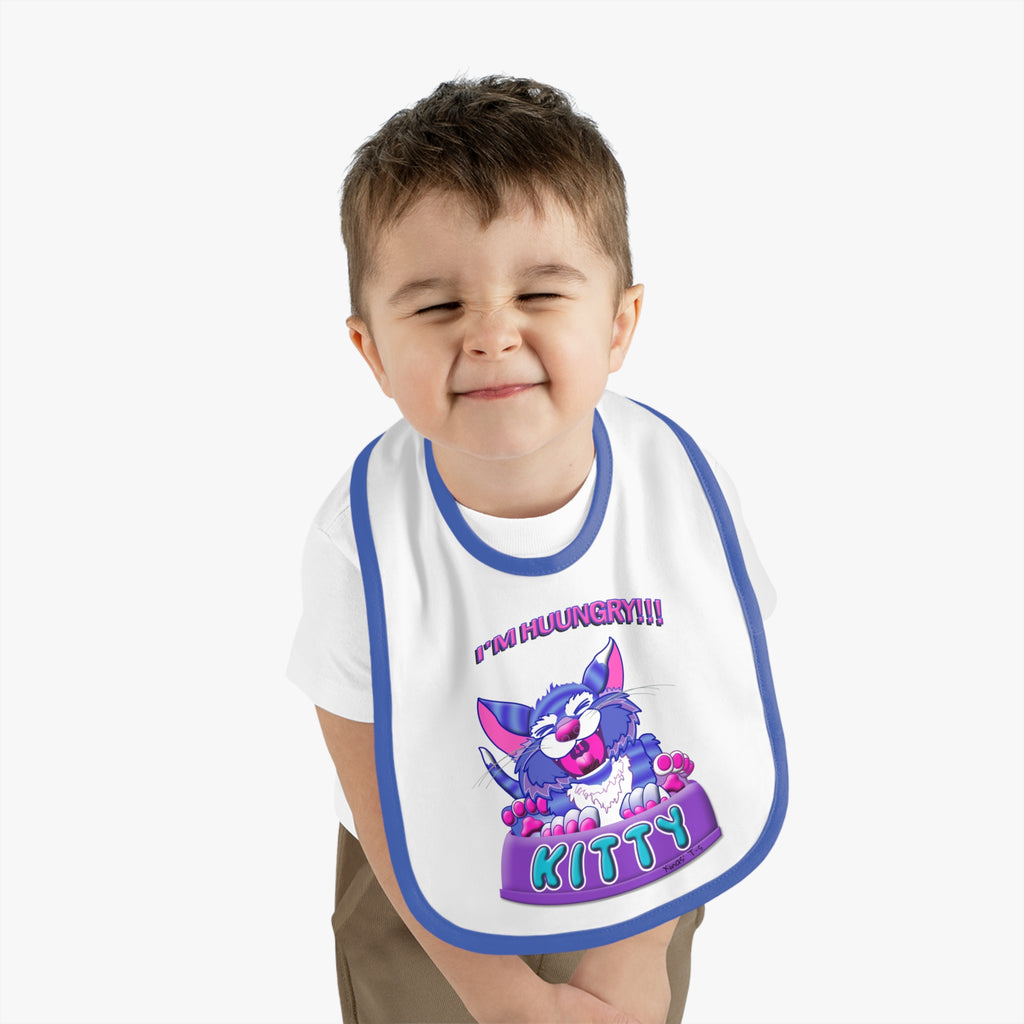 Baby Bib - "I'm Huuungry!! Kitty" Cute Cartoon Cat Feeding Bib, Newborn to Toddler
