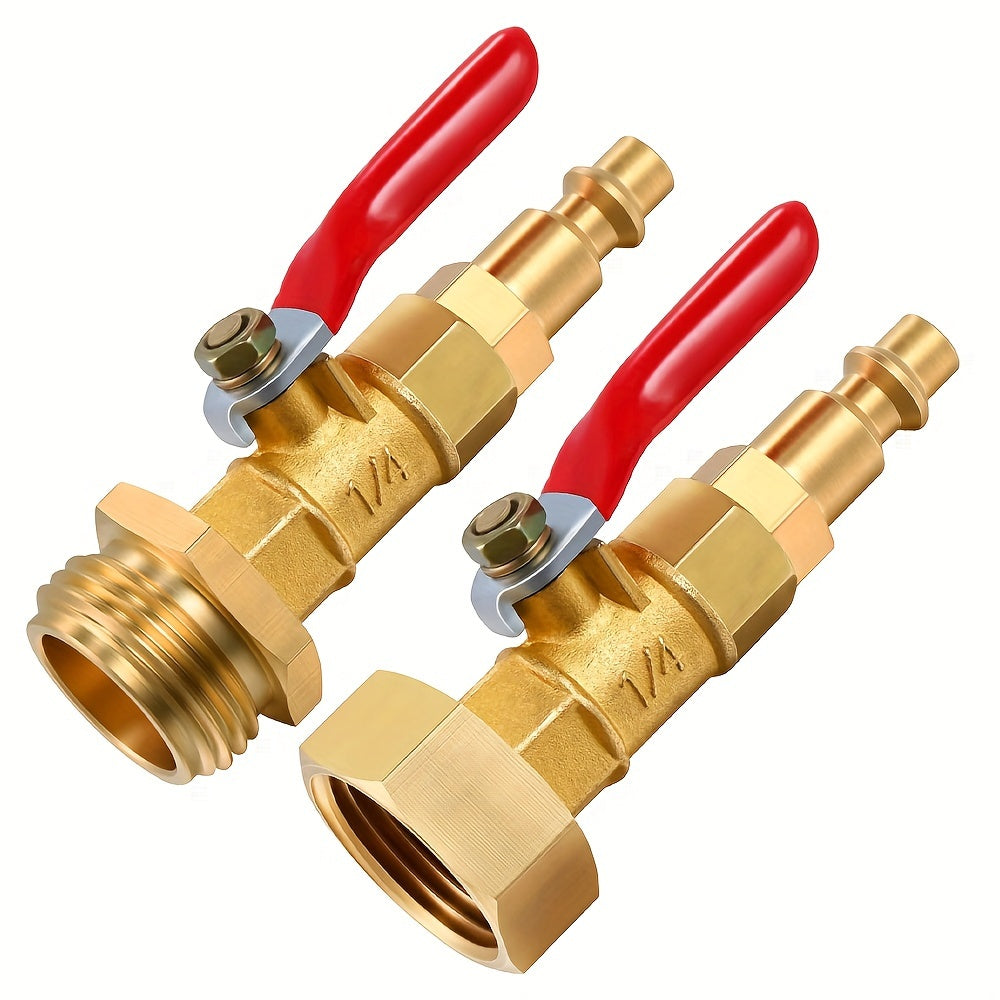 RV Winterize Blowout Adapter With 1/4" Quick Connect Plug And 3/4" Garden Water Hose Threading, Winterize Quick Adapter With Ball Valve