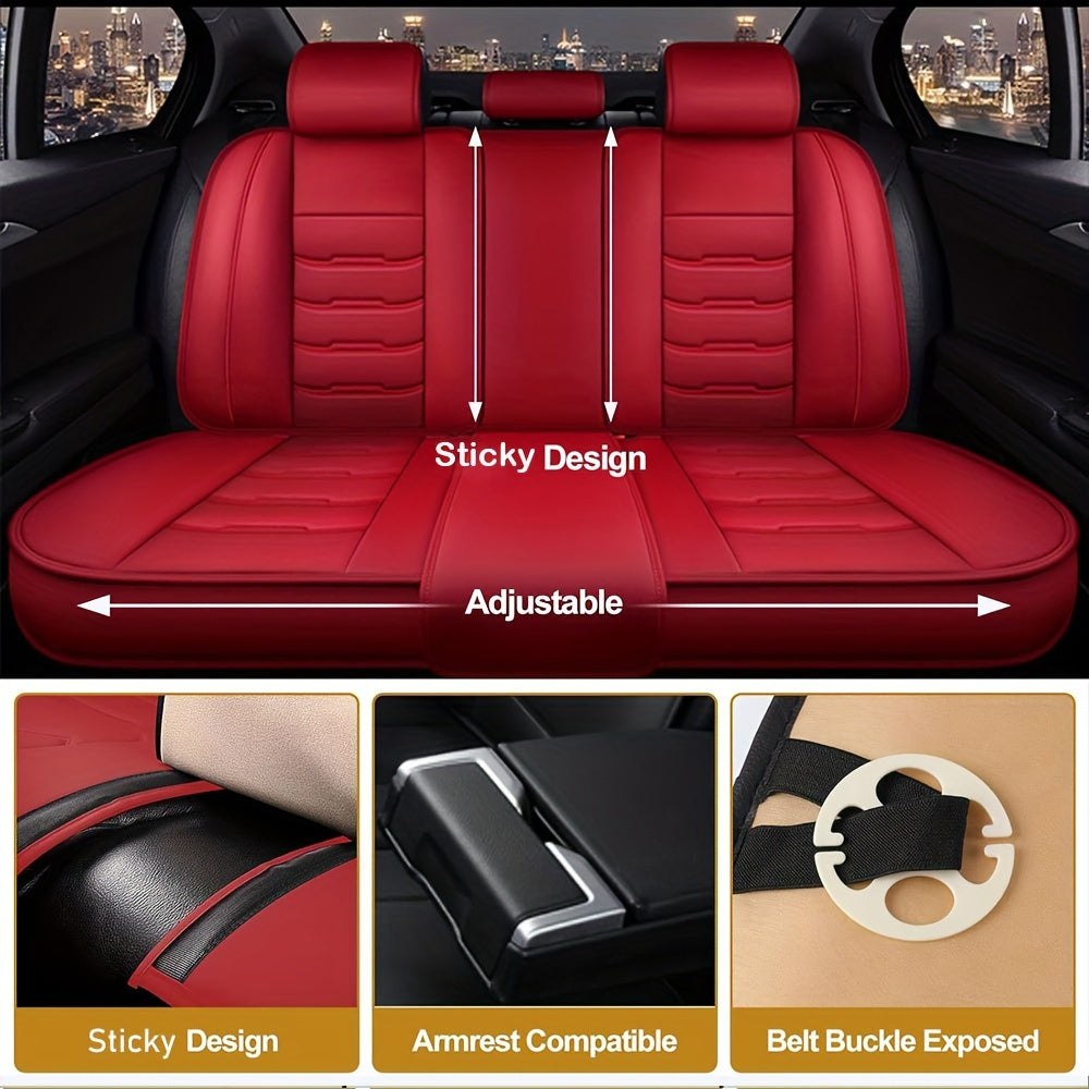 Red Sporty 5 Seat Full Set Car Seat Covers Waterproof Automotive