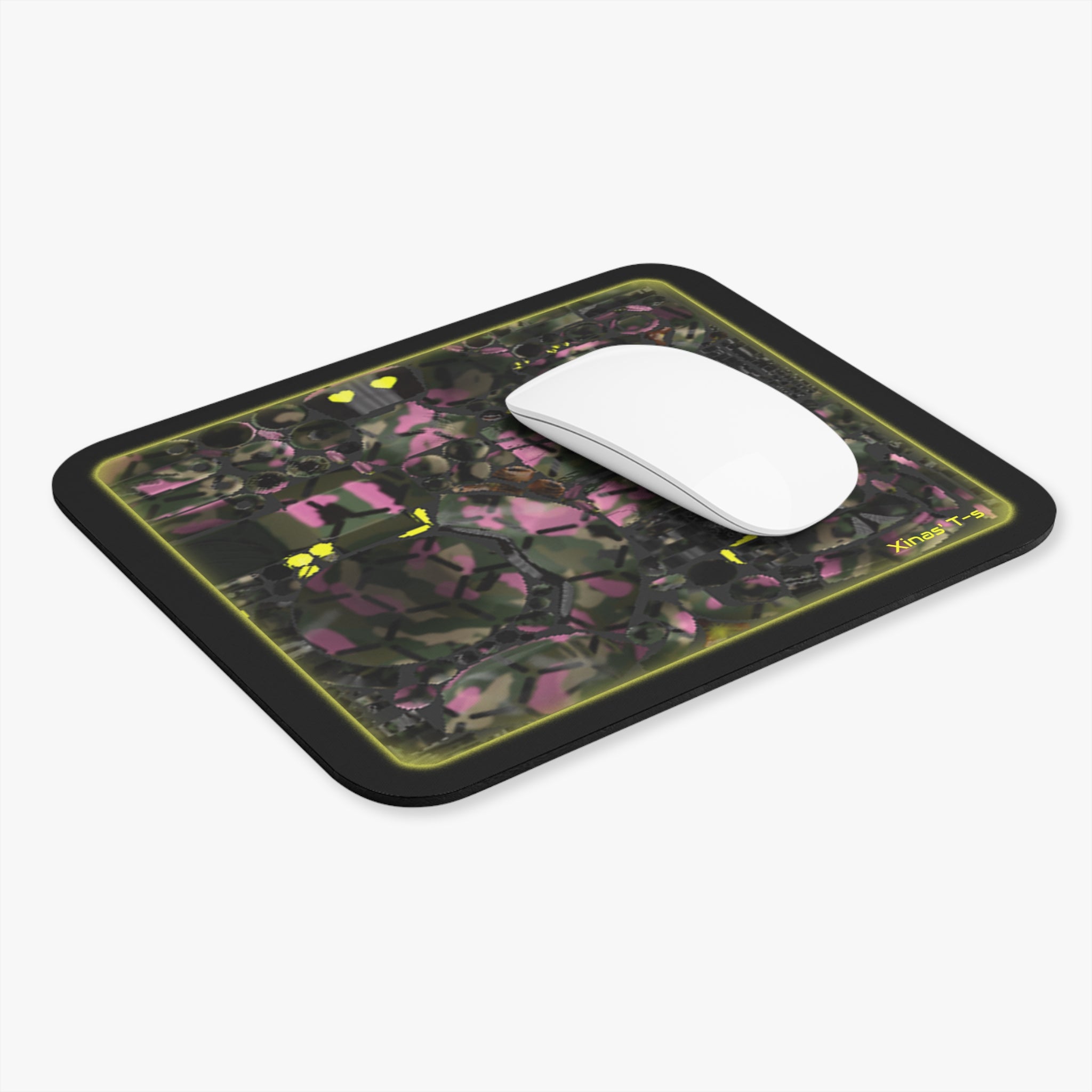 Robot Gurl Texture Map Yellow Glow Mouse Pad — Gaming Desk Mat