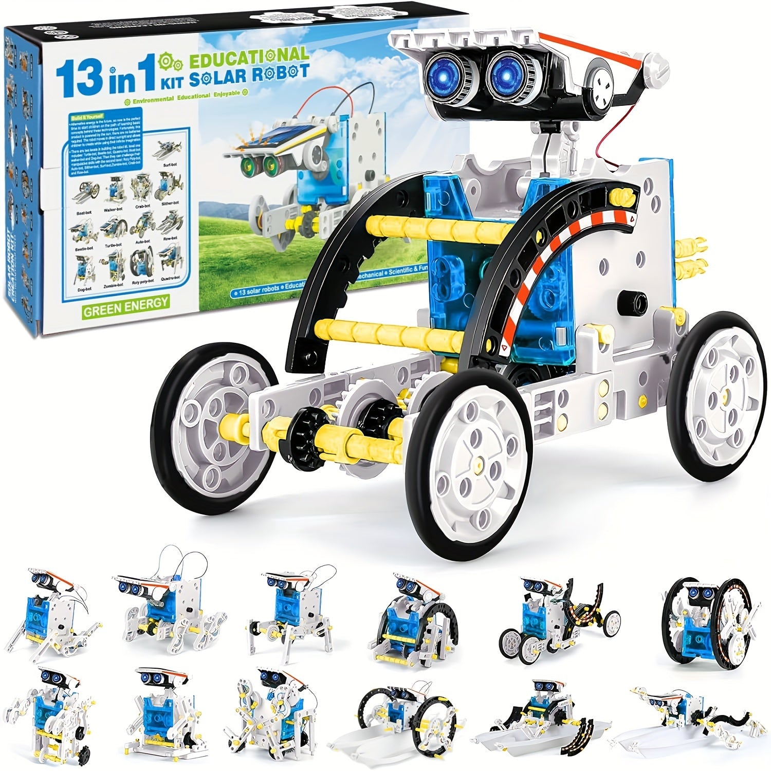 13-in-1 STEM Projects Solar Robot Toy for Kids Ages 8 9 10 11 12 Years Old, Building Science Educational Toys Birthday Gift for Kids Boys Girls