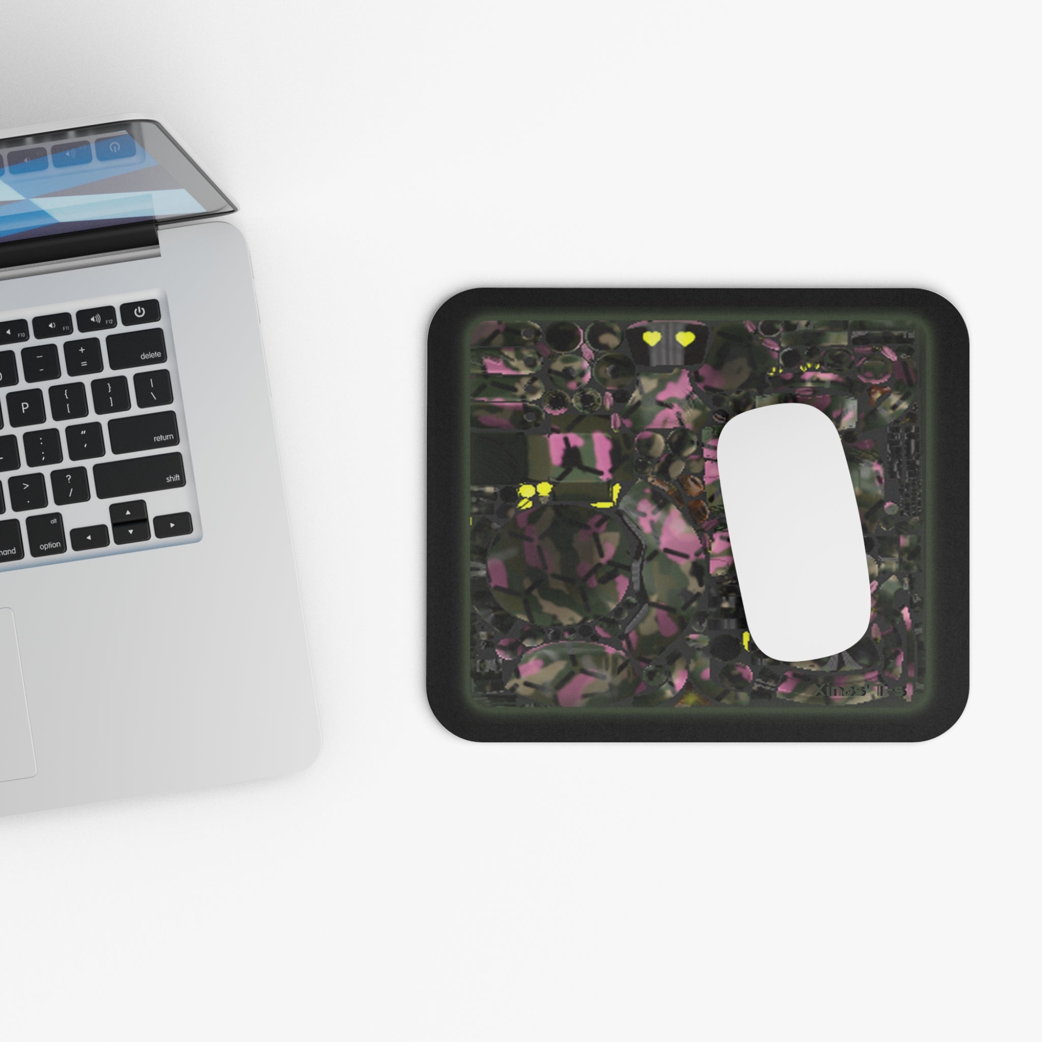 Camo  Robot Gurl Texture Map Green Glow Rectangle Mouse Pad — Tactical Gaming Desk Mat