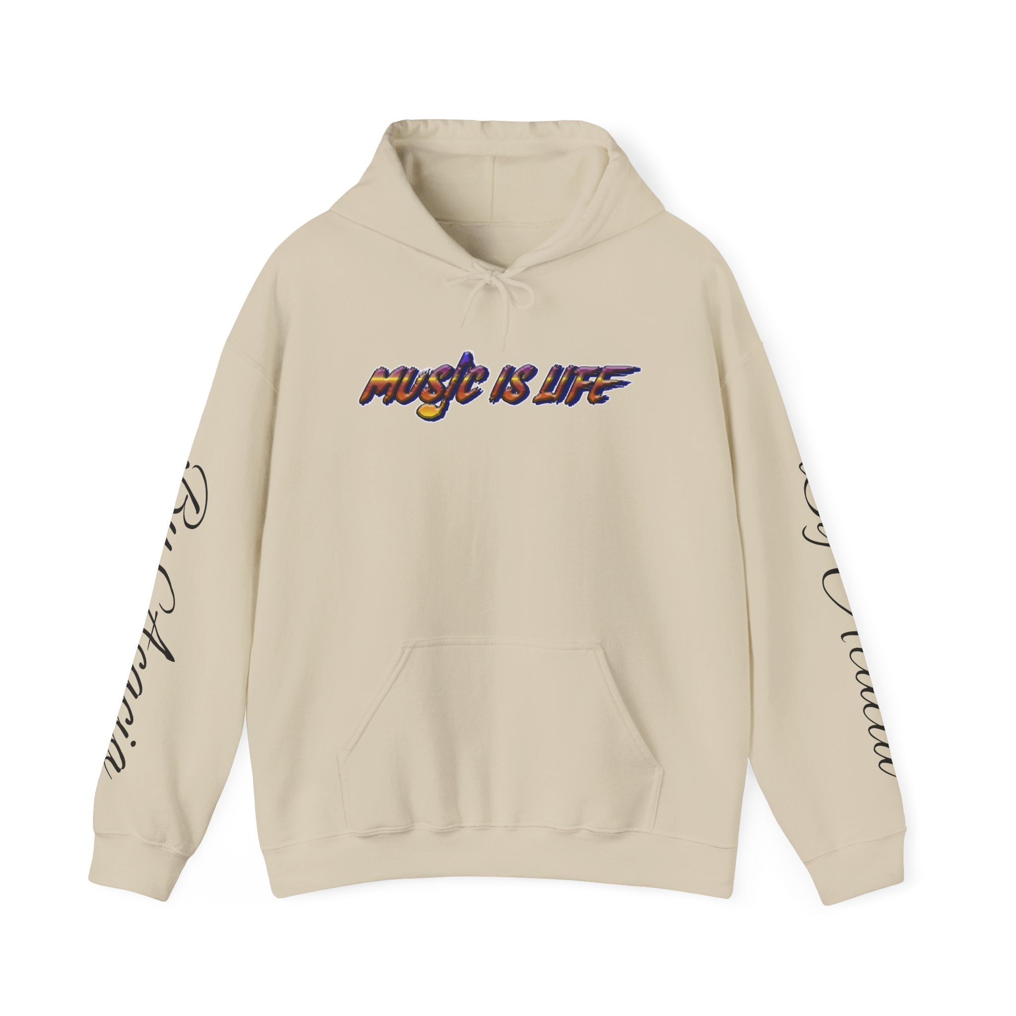 Music Is Life Hoodie — Colorful Watercolor Note Graphic Pullover