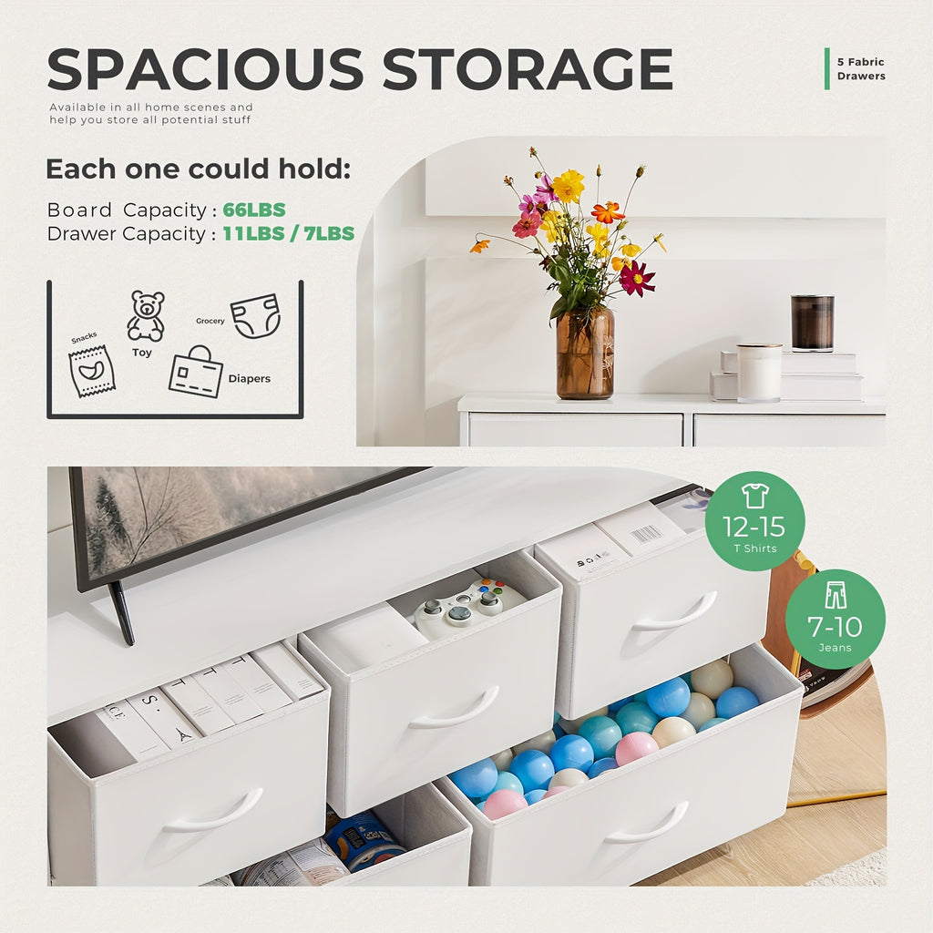 5 Drawers Pet Storage Furniture, Fabric Drawer Storage Cabinet for Pet Toys, Cloths, Foods, Storage Chest Organizer Units,