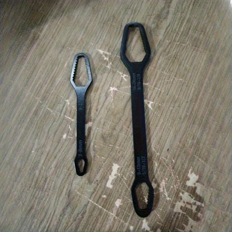 Heavy Duty Metal Ratchet Wrench Set - Double-Ended Torque Wrench with Self-Locking Mechanism, 6/9 Inch, Black, for Auto & Bicycle Repair, Tool for Automotive, Bicycle