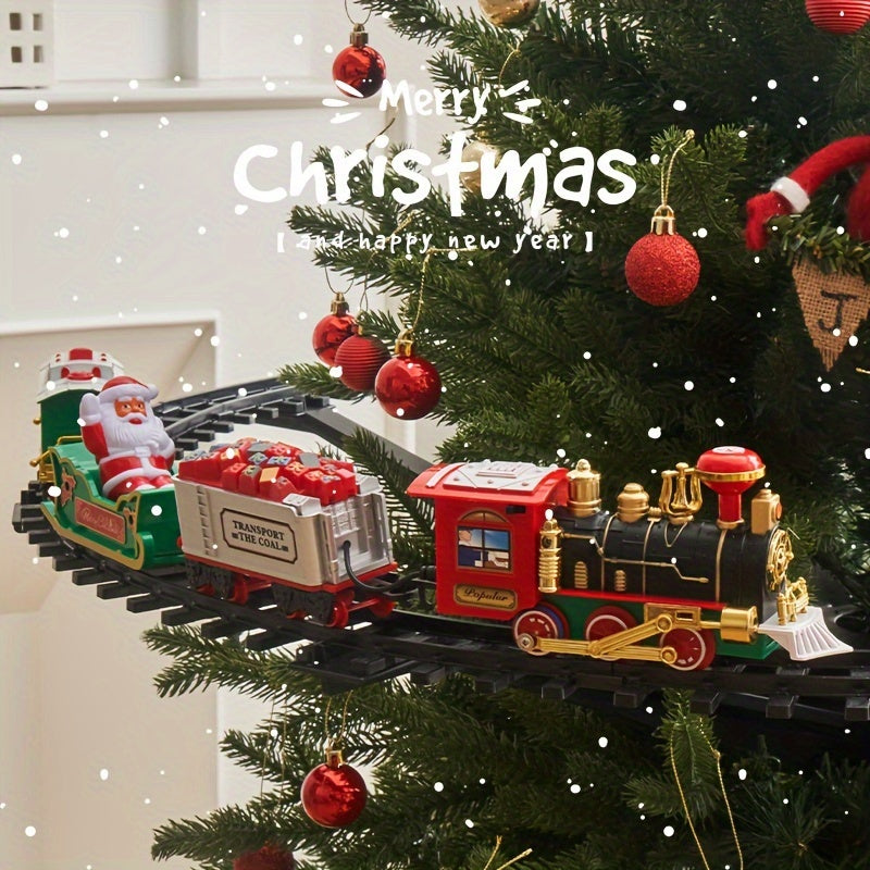 Foreign Trade Electric Christmas Train, Electric Sound And Light Can Hang Christmas Tree Christmas Rail Car, Christmas Gift Toys Peripheral Products Christmas Decor Gift For Christmas Halloween,