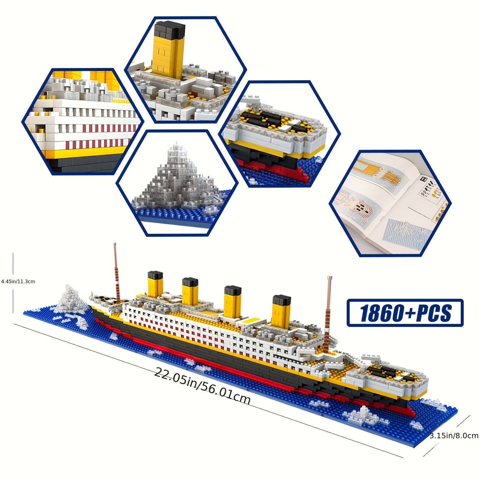 Titanic Creative Luxury Iceberg Cruise Ship Boat Wreck Set City DIY Model Building Blocks Bricks Toys Halloween Christmas Gift