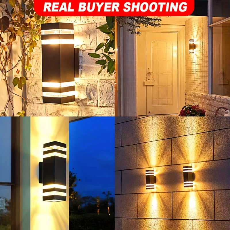1pc Outdoor Wall Light, Double Head Wall Light, Outdoor Street Light For Courtyard Garden Porch Corridor Modern, Up And Down Lighting, E26/E27 Bulb Base