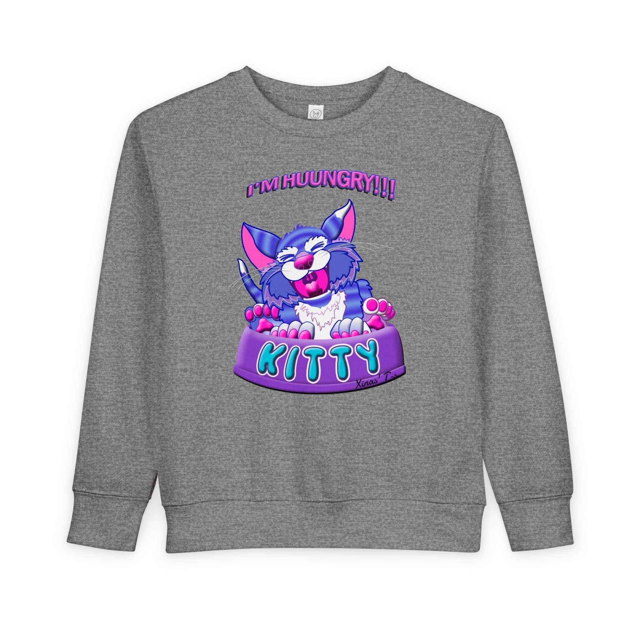 Toddler Sweatshirt — Cute 'I'M HUUUNGRY!!' Kitty Graphic Pullover