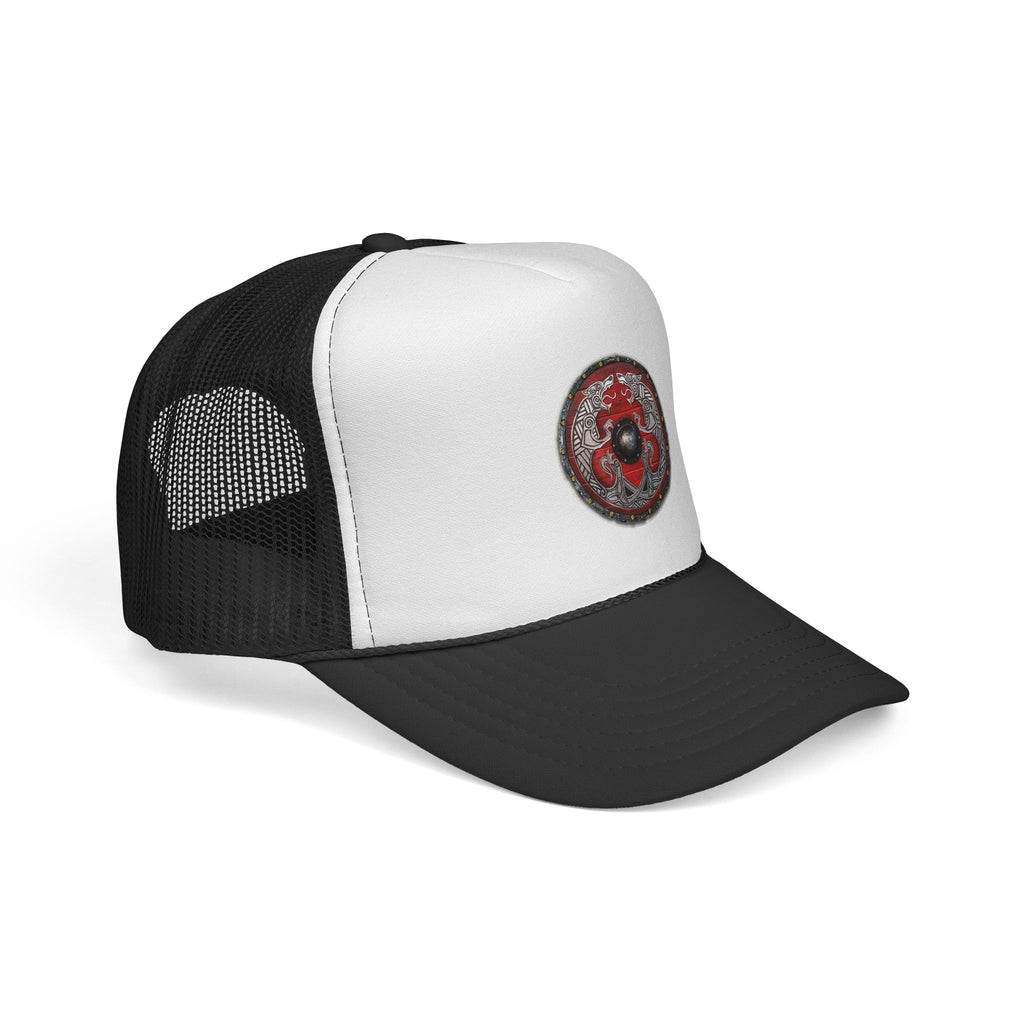 FREKI & GERI RED Viking Shield Emblem — Retro Norse Graphic Hat