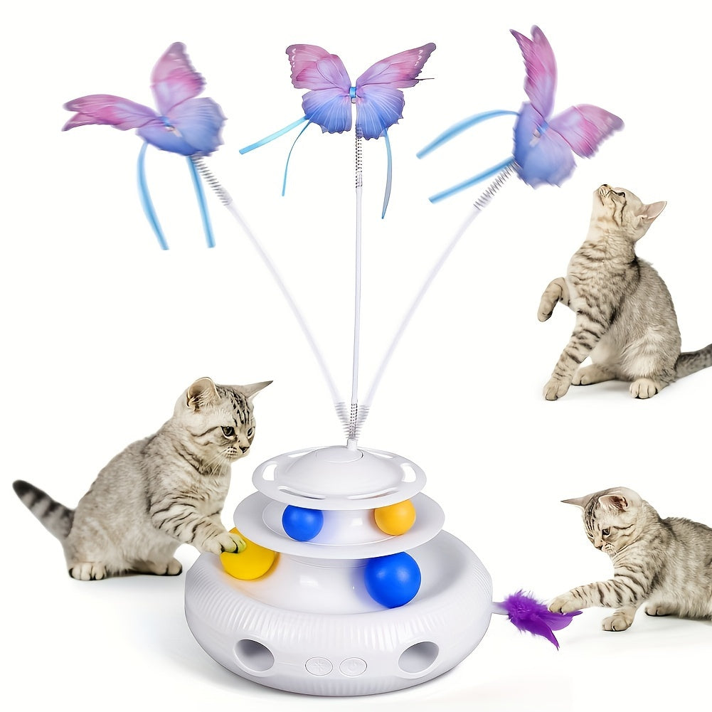 Pet Cat Butterfly Cat-teasing Stick, 3 In 1 Function Cat-teasing Toys, Automatic Cat-teasing Toys
