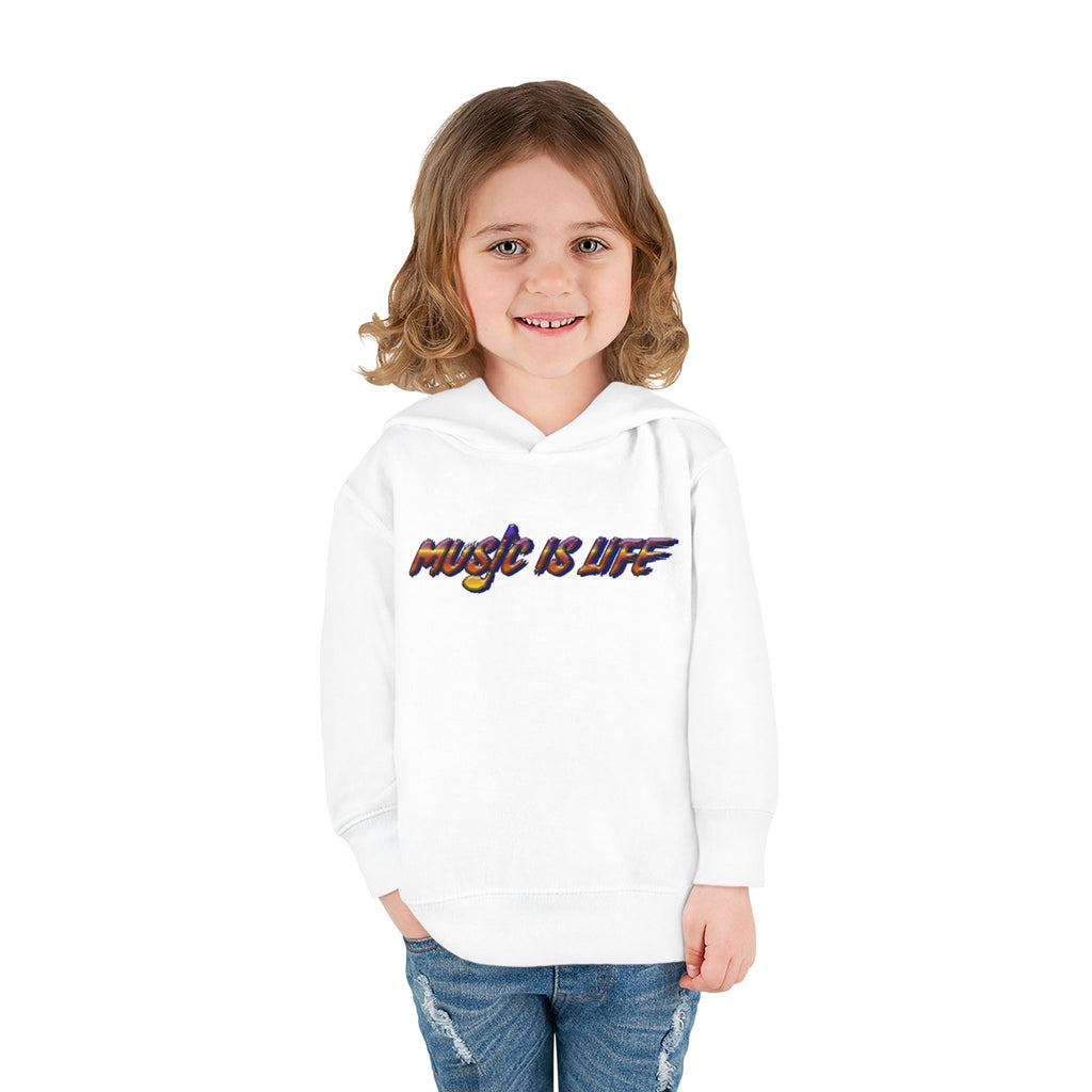 Toddler Hoodie "Music Is Life" — Colorful Brushstroke Kids Pullover