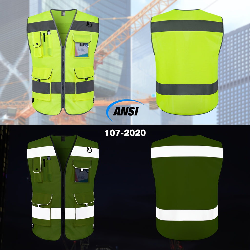 TCCFCCT Bison Series ANSI/ISEA 107-2020 Compliant Safety Vest for Men & Women - Reflective Vest
