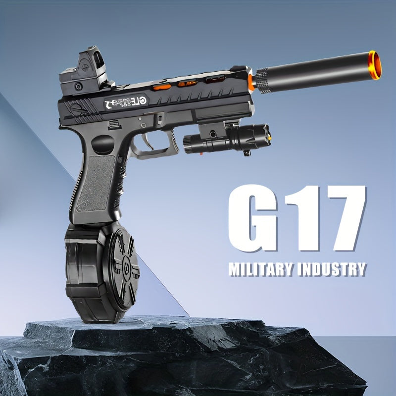 G17 Electric Gel Jet Ball Toy Gun [7.4v High-Speed Continuous Firing Upgrade Model] Highly Assembled Toys, Manual/Automatic Dual Mode, Outdoor Fun Team Shooting Activity Games, Christmas Gifts