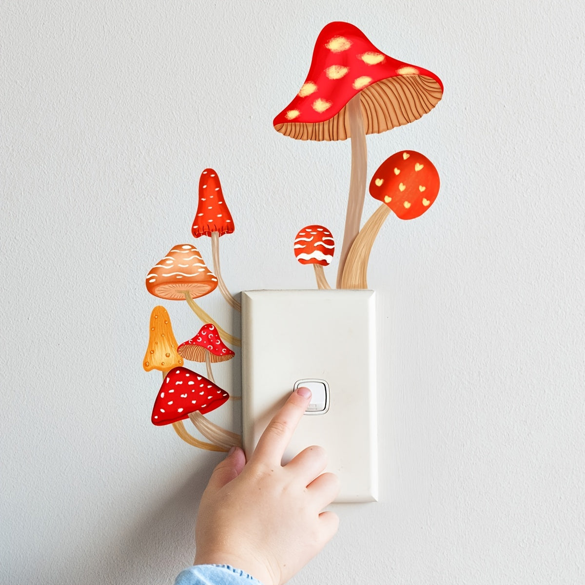 Self-Adhesive Glow Mushroom Switch Sticker - Easy to Find, Reusable & Fun Themed Art Deco