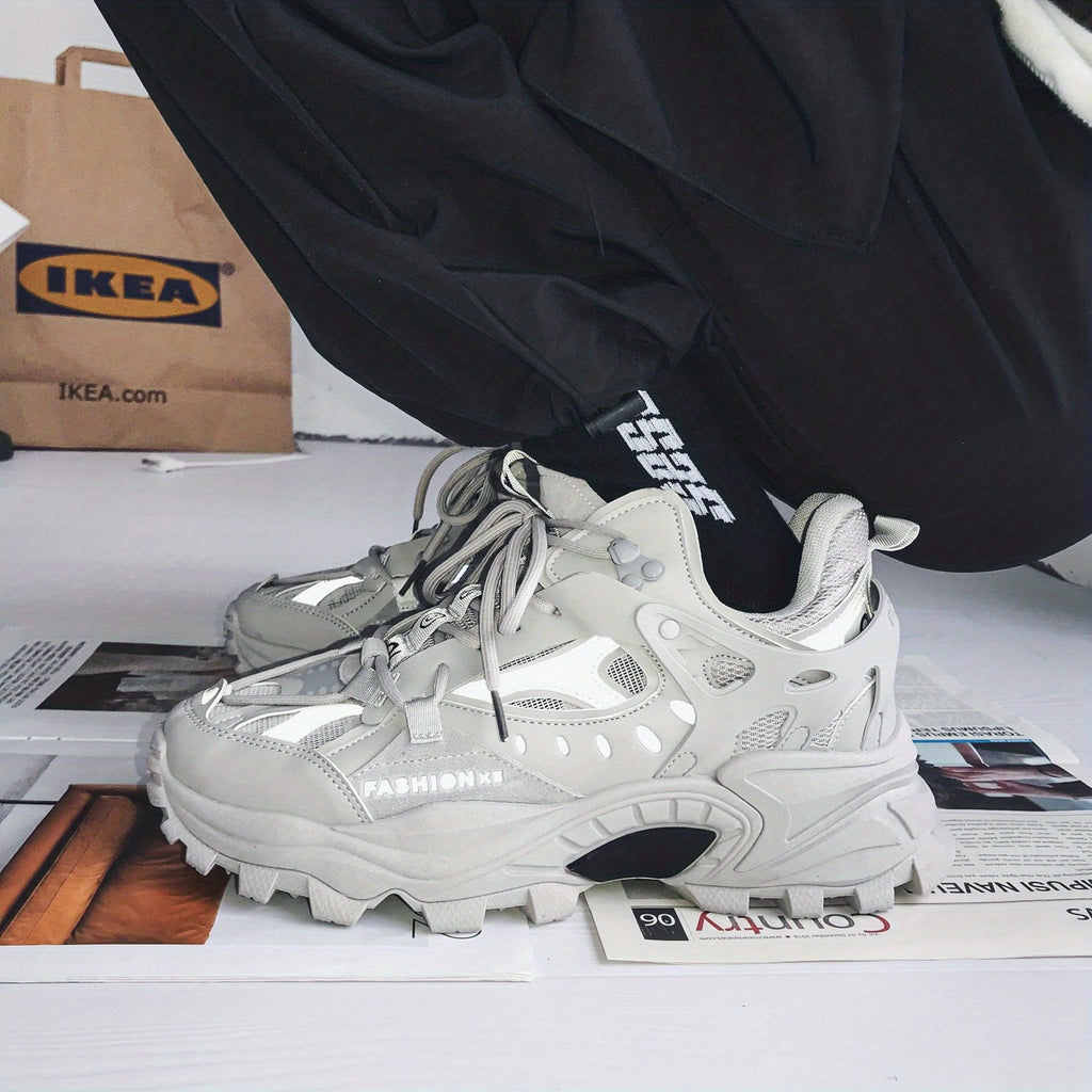 [1 Pair Men'S Cloud Pattern Sneakers] Round Toe Lace-Up  Athletic Sneakers, Sports , Breathable Fabric