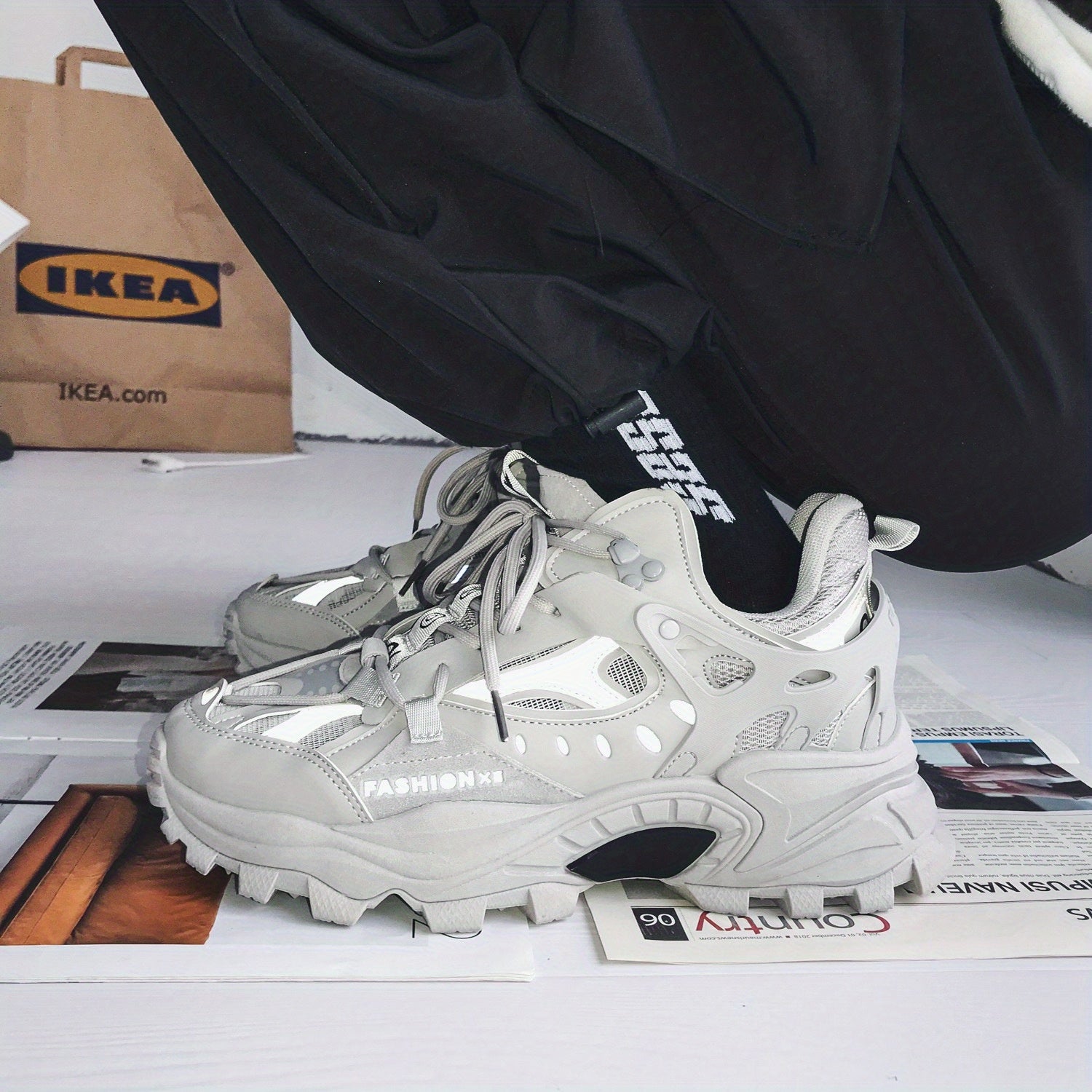 [1 Pair Men'S Cloud Pattern Sneakers] Round Toe Lace-Up  Athletic Sneakers, Sports , Breathable Fabric