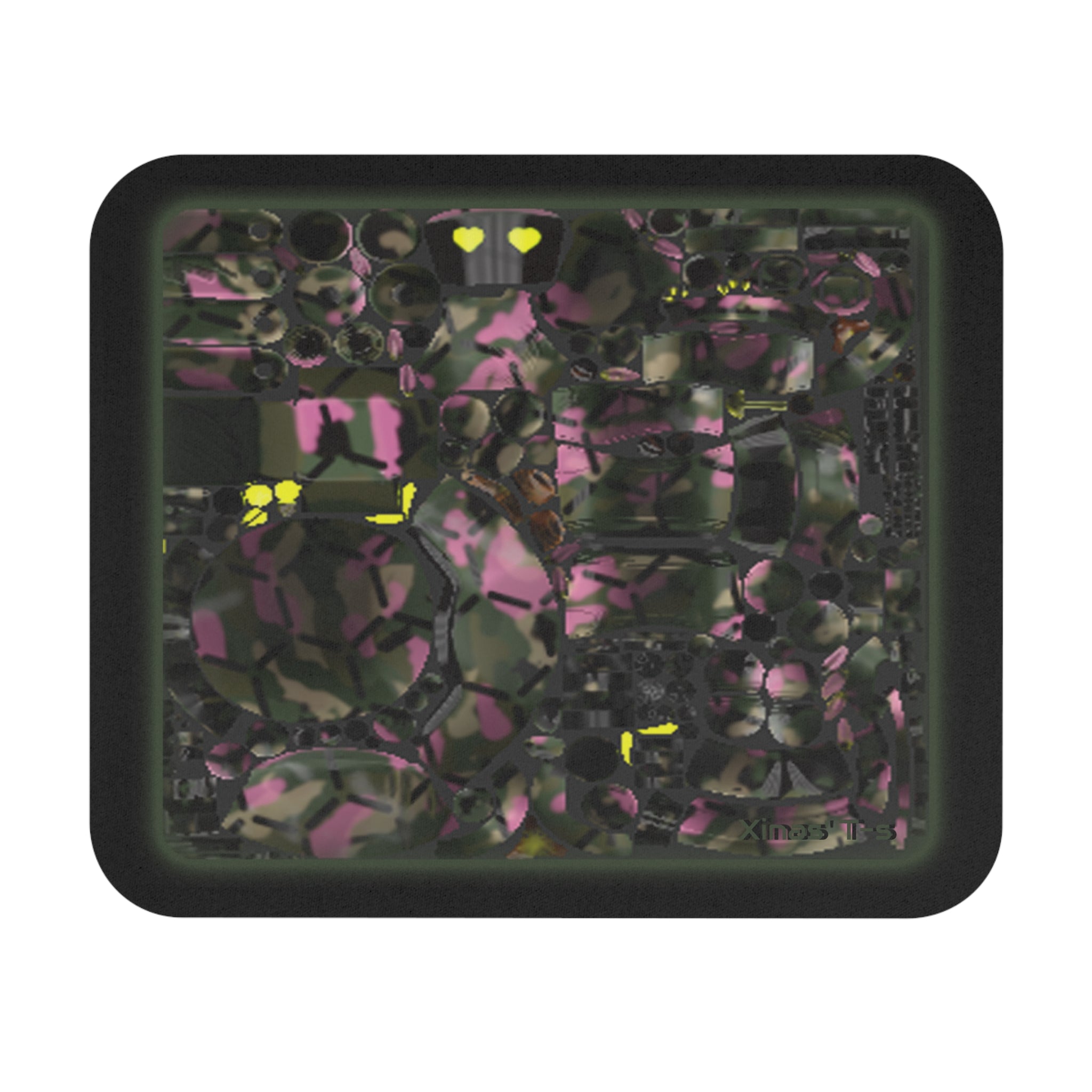 Camo  Robot Gurl Texture Map Green Glow Rectangle Mouse Pad — Tactical Gaming Desk Mat