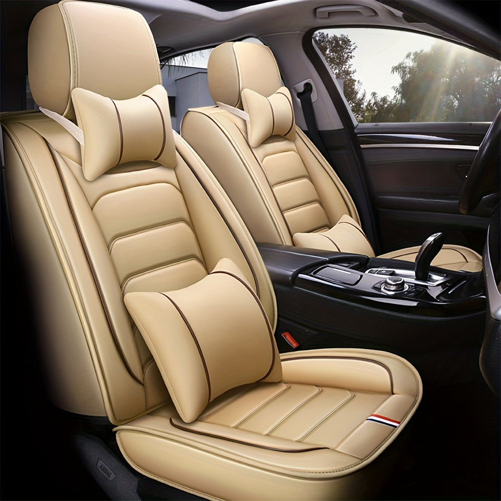 5-Seat Full Set Faux Leather Car Seat Covers - Waterproof All-Weather Protection,